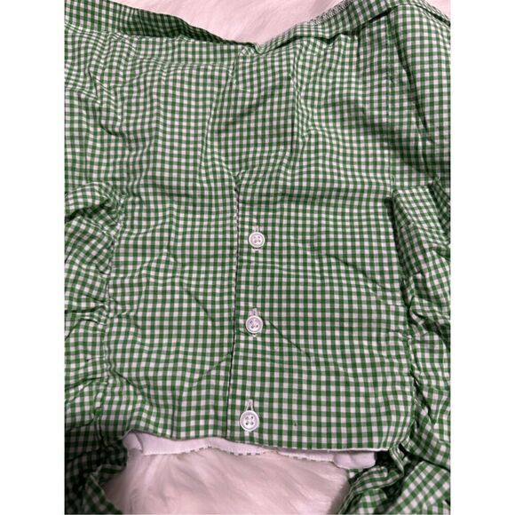 Janie and Jack green white gingham embroidered front top 8 - Picture 3 of 5